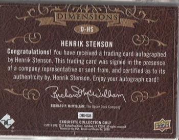 2014 Upper Deck Exquisite - Dimensions Autographs #D-HS Henrik Stenson Back