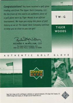 2002 Upper Deck - Authentic Golf Glove #TW-G Tiger Woods Back
