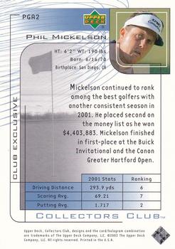 2002 Upper Deck - Collector's Club #PGA2 Phil Mickelson Back