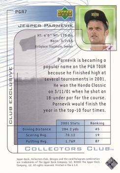 2002 Upper Deck - Collector's Club #PGA7 Jesper Parnevik Back