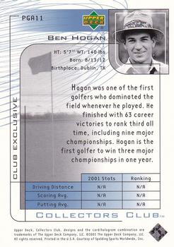 2002 Upper Deck - Collector's Club #PGA11 Ben Hogan Back