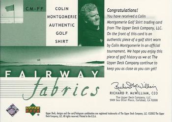2002 Upper Deck - Fairway Fabrics #CM-FF Colin Montgomerie Back