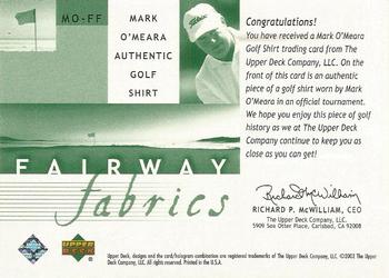 2002 Upper Deck - Fairway Fabrics #MO-FF Mark O'Meara Back