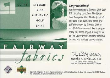2002 Upper Deck - Fairway Fabrics #SC-FF Stewart Cink Back