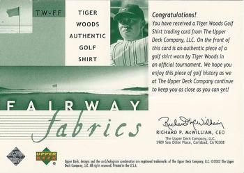2002 Upper Deck - Fairway Fabrics #TW-FF Tiger Woods Back