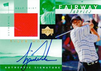 2002 Upper Deck - Fairway Fabrics Signatures Green #TWAFF Tiger Woods Front