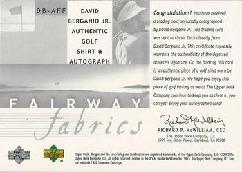 2002 Upper Deck - Fairway Fabrics Signatures Silver #DBAFF David Berganio Jr. Back