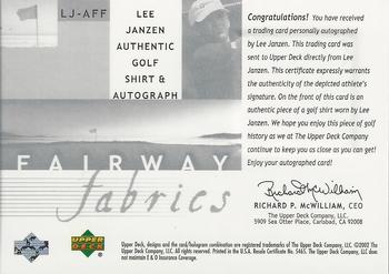 2002 Upper Deck - Fairway Fabrics Signatures Silver #LJAFF Lee Janzen Back