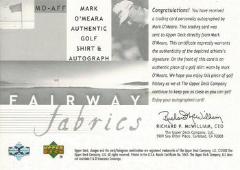 2002 Upper Deck - Fairway Fabrics Signatures Silver #MOAFF Mark O'Meara Back