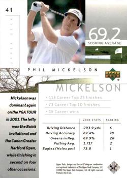 2002 Upper Deck - Silver #41 Phil Mickelson Back