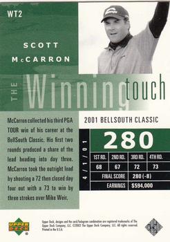 2002 Upper Deck - Winning Touch #WT2 Scott McCarron Back