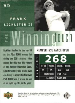2002 Upper Deck - Winning Touch #WT5 Frank Lickliter Back