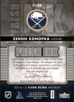 2014-15 Ultra - Fresh Ink #FI-ZK Zenon Konopka Back
