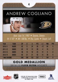 2014-15 Ultra - Gold Medallion #4 Andrew Cogliano Back