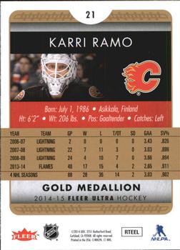 2014-15 Ultra - Gold Medallion #21 Karri Ramo Back