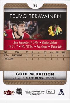 2014-15 Ultra - Gold Medallion #28 Teuvo Teravainen Back
