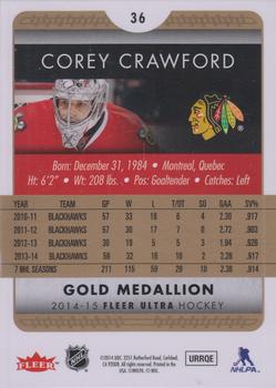 2014-15 Ultra - Gold Medallion #36 Corey Crawford Back