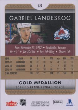 2014-15 Ultra - Gold Medallion #45 Gabriel Landeskog Back