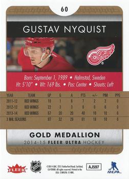 2014-15 Ultra - Gold Medallion #60 Gustav Nyquist Back