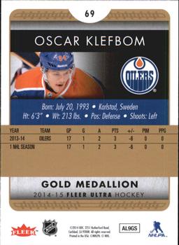 2014-15 Ultra - Gold Medallion #69 Oscar Klefbom Back