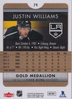 2014-15 Ultra - Gold Medallion #79 Justin Williams Back