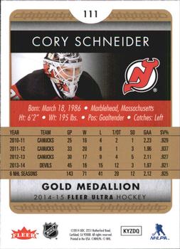 2014-15 Ultra - Gold Medallion #111 Cory Schneider Back