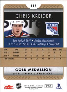 2014-15 Ultra - Gold Medallion #116 Chris Kreider Back