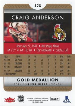 2014-15 Ultra - Gold Medallion #128 Craig Anderson Back