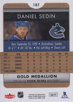 2014-15 Ultra - Gold Medallion #187 Daniel Sedin Back