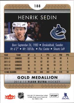 2014-15 Ultra - Gold Medallion #188 Henrik Sedin Back