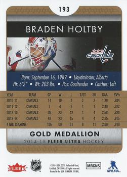 2014-15 Ultra - Gold Medallion #193 Braden Holtby Back