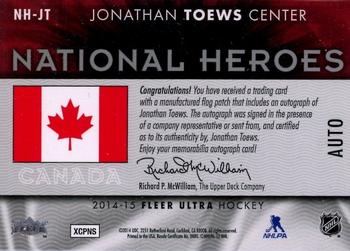 2014-15 Ultra - National Heroes Autographs #NH-JT Jonathan Toews Back