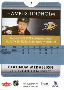2014-15 Ultra - Platinum Medallion #7 Hampus Lindholm Back