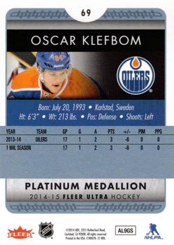 2014-15 Ultra - Platinum Medallion #69 Oscar Klefbom Back
