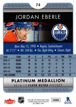 2014-15 Ultra - Platinum Medallion #74 Jordan Eberle Back