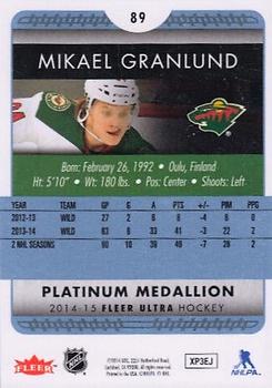 2014-15 Ultra - Platinum Medallion #89 Mikael Granlund Back