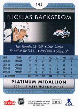 2014-15 Ultra - Platinum Medallion #194 Nicklas Backstrom Back