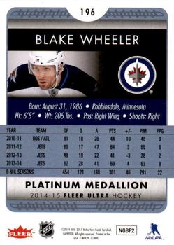 2014-15 Ultra - Platinum Medallion #196 Blake Wheeler Back