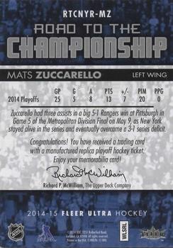 2014-15 Ultra - Road to the Championship #RTCNYR-MZ Mats Zuccarello Back