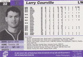 2005-06 Reading Royals (ECHL) #3 Larry Courville Back