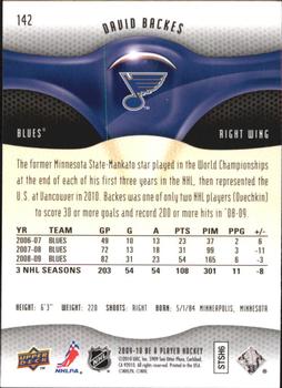 2009-10 Upper Deck Be A Player #142 David Backes Back