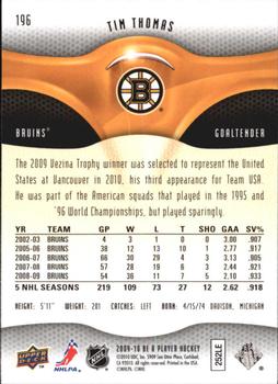 2009-10 Upper Deck Be A Player #196 Tim Thomas Back