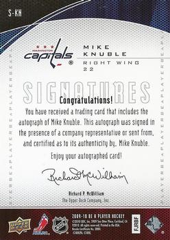 2009-10 Upper Deck Be A Player - Signatures #S-KN Mike Knuble Back