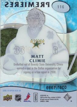 2009-10 Upper Deck Ice #116 Matt Climie Back