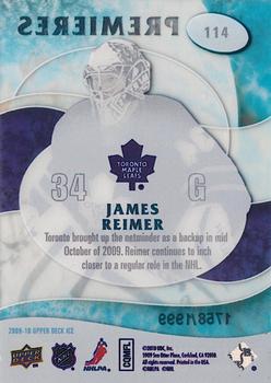2009-10 Upper Deck Ice #114 James Reimer Back