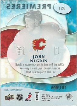 2009-10 Upper Deck Ice #126 John Negrin Back