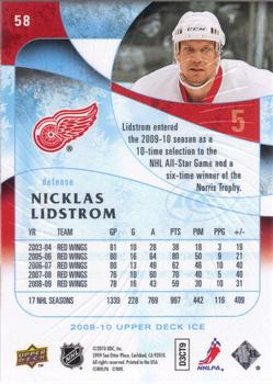 2009-10 Upper Deck Ice #58 Nicklas Lidstrom Back
