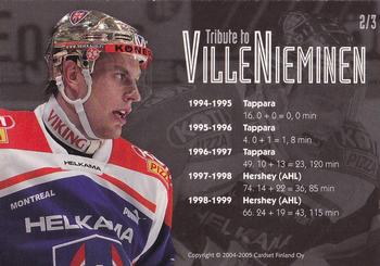 2004-05 Cardset Finland - Tribute To Ville Nieminen #2 Ville Nieminen Back