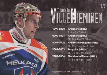 2004-05 Cardset Finland - Tribute To Ville Nieminen #3 Ville Nieminen Back