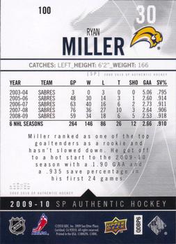 2009-10 SP Authentic #100 Ryan Miller Back